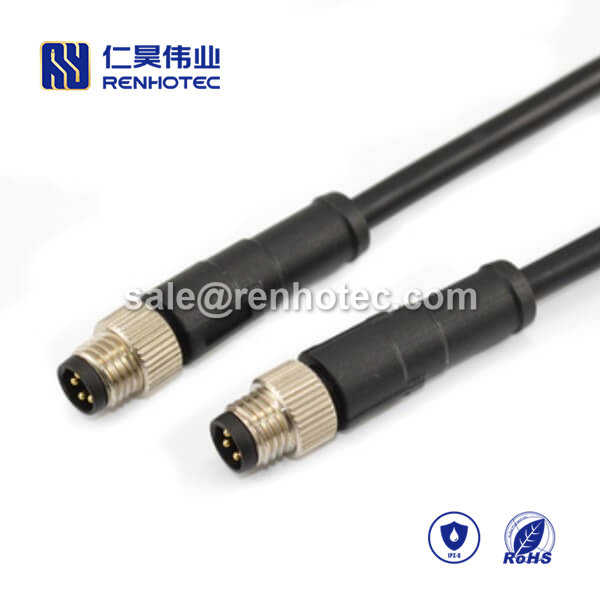M8 Overmolded Cable 4pin Male to Male Straight Solder 1M Double Ended Cable M8 to M8 24AWG