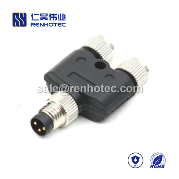 M8 Adapter Waterproof M8 Splitter Y Type 3pin Male to Dual Female M8 to M8