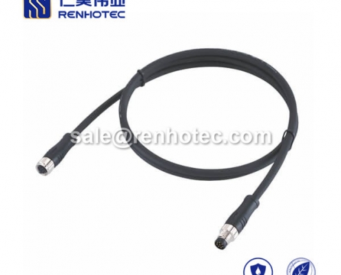 M8 Overmolded Cable A Code 8pin Male to Female Straight Solder 1M Double Ended Cable M8 to M8 26AWG