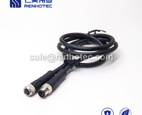 M8 Overmolded Cable 3pin Male to Female Straight Solder 1M Double Ended Cable M8 to M8 24AWG