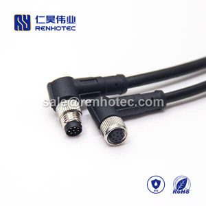 M8 Overmolded Cable A Code 8pin Male to Female Right Angle Solder 1M Double Ended Cable M8 to M8 26AWG