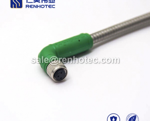 M8 Overmolded Cable 3pin Female to Female Right Angle Solder 1M Double Ended Cable M8 to M8 24AWG