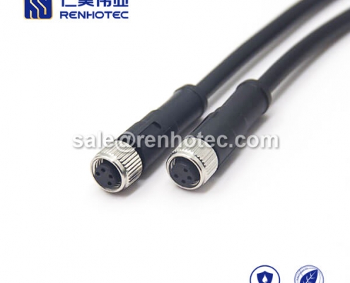 M8 Overmolded Cable 4pin Female to Female Straight Solder 1M Double Ended Cable M8 to M8 24AWG