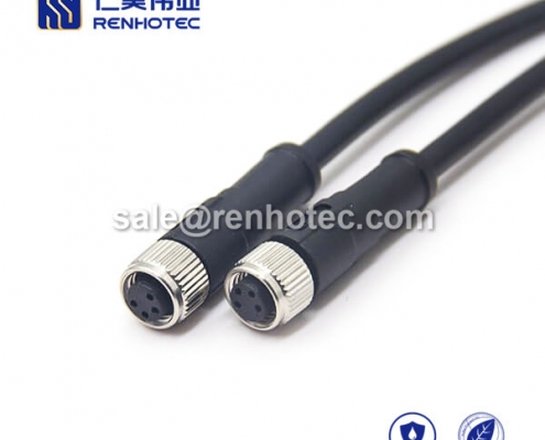 M8 Overmolded Cable 4pin Female to Female Straight Solder 1M Double Ended Cable M8 to M8 24AWG