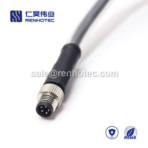 M8 Overmolded Cable B Code 5pin Male Straight Solder 1M Single Ended Cable 24AWG