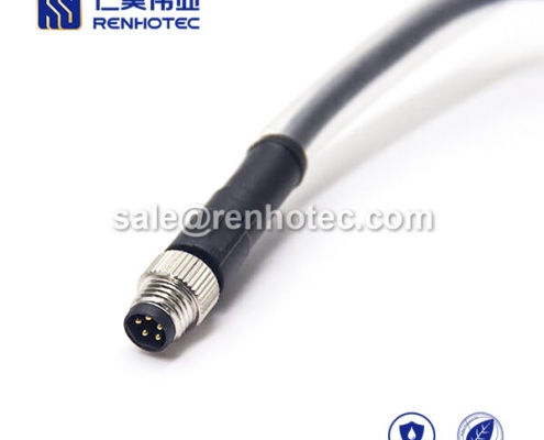 M8 Overmolded Cable B Code 5pin Male Straight Solder 1M Single Ended Cable 24AWG