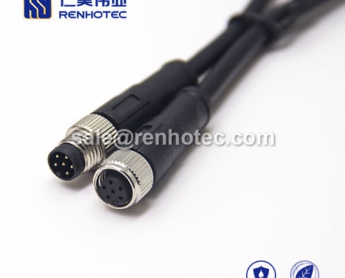 M8 Overmolded Cable A Code 6pin Male to Female Straight Solder 50CM Double Ended Cable M8 to M8 26AWG