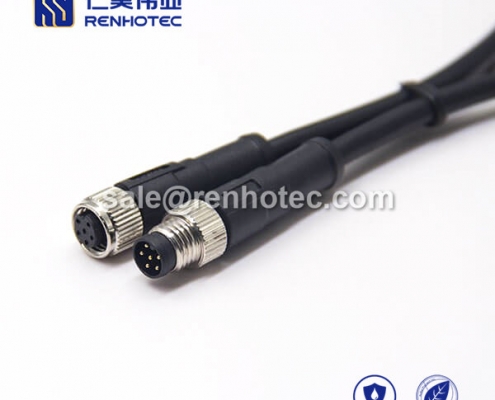 M8 Overmolded Cable A Code 6pin Male to Female Straight Solder 50CM Double Ended Cable M8 to M8 26AWG