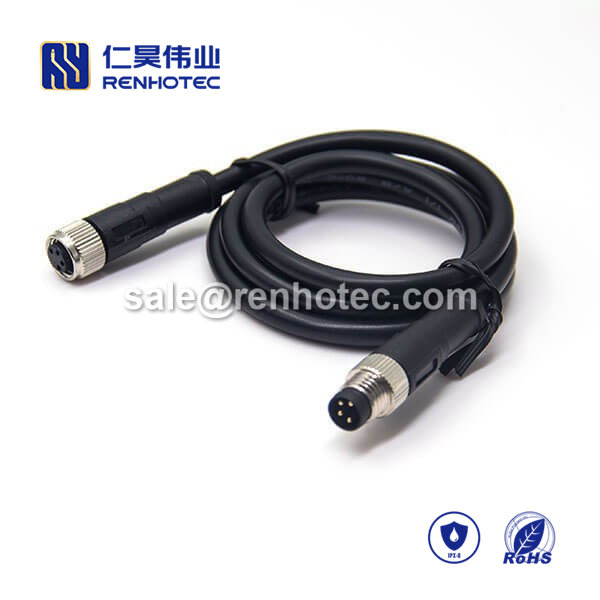 M8 Overmolded Cable 4pin Male to Female Straight Solder 2M Double Ended Cable M8 to M8 24AWG