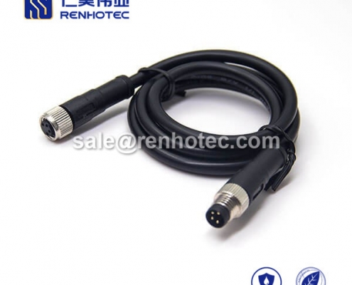 M8 Overmolded Cable 4pin Male to Female Straight Solder 2M Double Ended Cable M8 to M8 24AWG