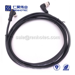 M8 Overmolded Cable 4pin Male to Female Right Angle Solder 0.2M Double Ended Cable M8 to M8 24AWG