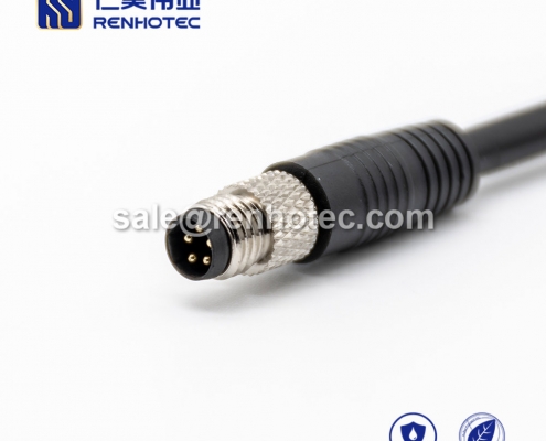M8 Overmolded Cable B Code 5pin Male Straight Solder 75CM Single Ended Cable 24AWG