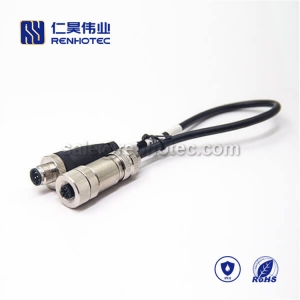M12 Wire Harness, A Code, 5pin, Male to Female, Straight, Cable, Screw-Joint, , Double Ended Cable, M12 to M12, AWG22, 0.5M, M12 Power Cable