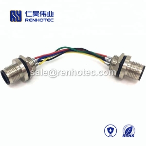 M8 4Pin Male To Male Connector Shiled Straight Waterproof With 50CM 24AWG Wire