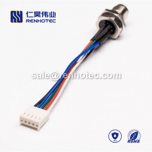 M8 Wire Harness, A Code, 8pin, Female, Straight, Cable, Solder, Front Mount, Double Ended Cable, M8 to Terminal, 24AWG, 50CM