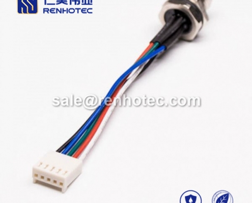 M8 Wire Harness, A Code, 8pin, Female, Straight, Cable, Solder, Front Mount, Double Ended Cable, M8 to Terminal, 24AWG, 50CM