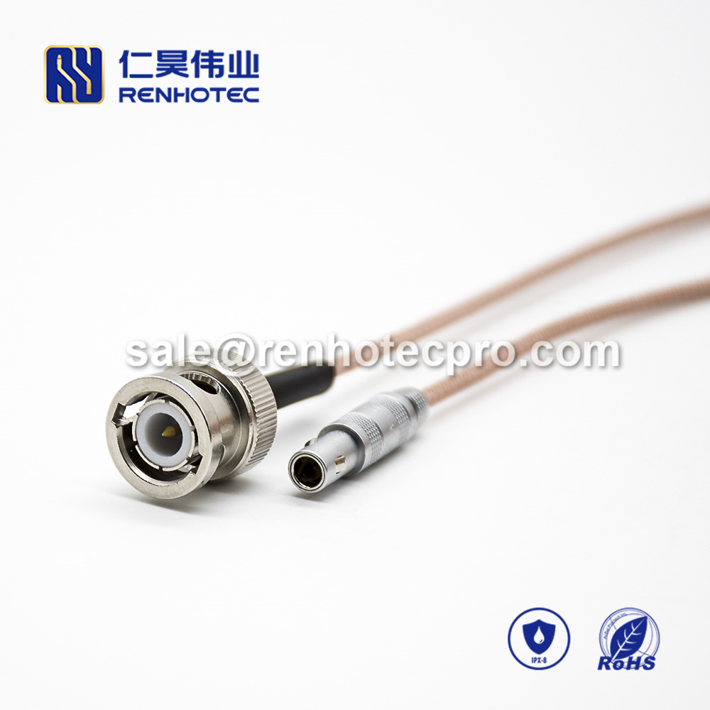 2 pin LEMO cable to BNC Male Straight Push pull self-locking FFA.00S RG316 2M Copper