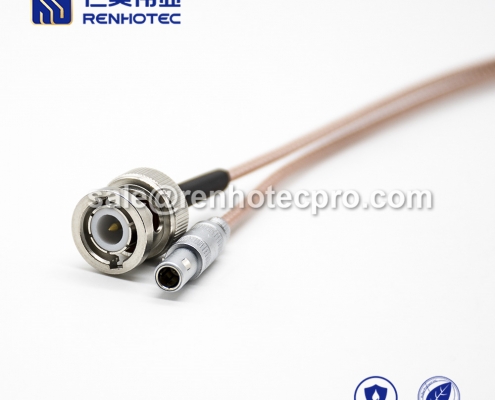 2 pin LEMO cable to BNC Male Straight Push pull self-locking FFA.00S RG316 2M Copper