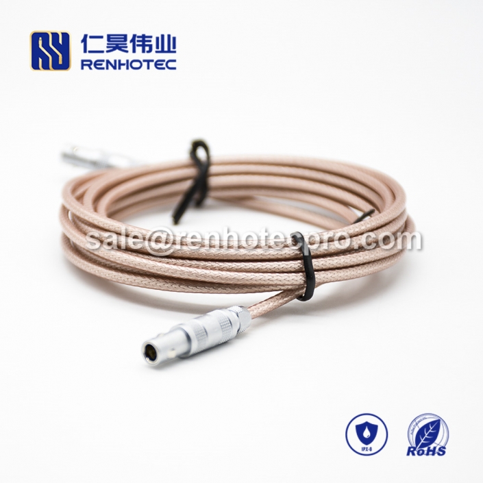 Cable for LEMO connector S Series 2pin Male Straight Push pull self-locking FFA.00S RG316 2M Copper Shield