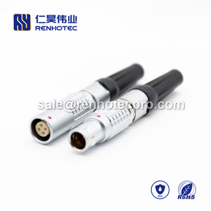 LEMO 4 pin male connector B Series Straight Push pull self-locking FGG Cable installation