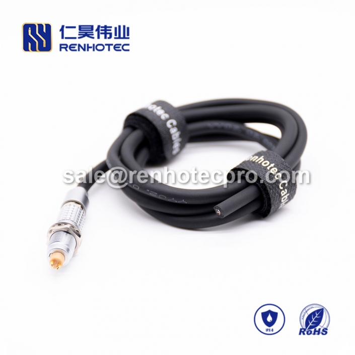 black LEMO cable B Series Male 2 pin Straight PVC Push pull self-locking FGG.0B 2M Black IP55