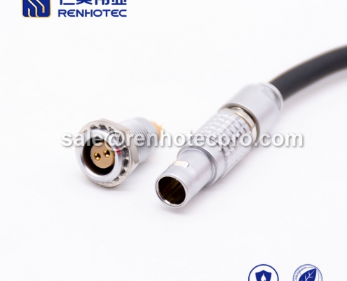 black LEMO cable B Series Male 2 pin Straight PVC Push pull self-locking FGG.0B 2M Black IP55