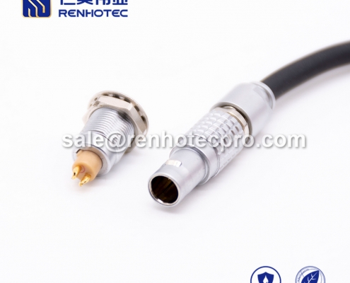 black LEMO cable B Series Male 2 pin Straight PVC Push pull self-locking FGG.0B 2M Black IP55