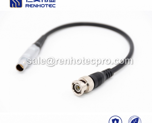 4 pin LEMO cable to BNC Push pull self-locking FFA.0S Straight PVC 1M Black Shield