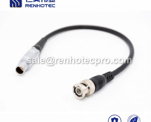 4 pin LEMO cable to BNC Push pull self-locking FFA.0S Straight PVC 1M Black Shield