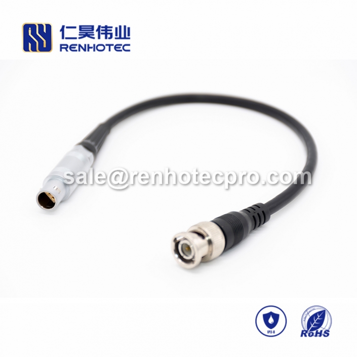 4 pin LEMO cable to BNC Push pull self-locking FFA.0S Straight PVC 1M Black Shield