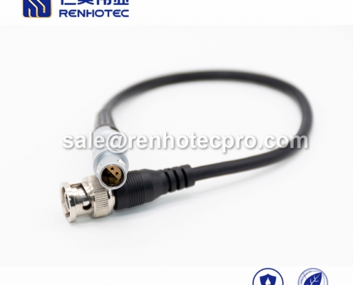 4 pin LEMO cable to BNC Push pull self-locking FFA.0S Straight PVC 1M Black Shield