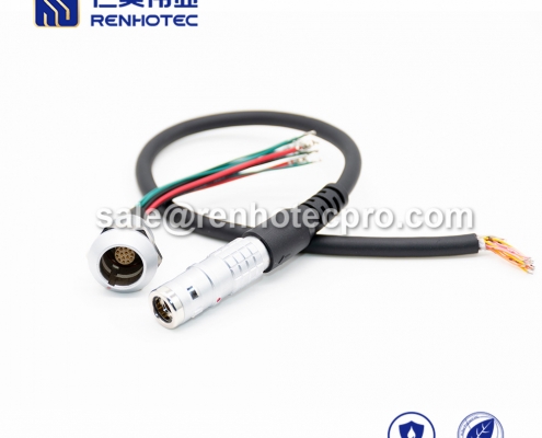 LEMO Coaxial cable FHG.2K Male 14pin Straight Push pull self-locking PVC 1M Black Shield IP68 / IP66